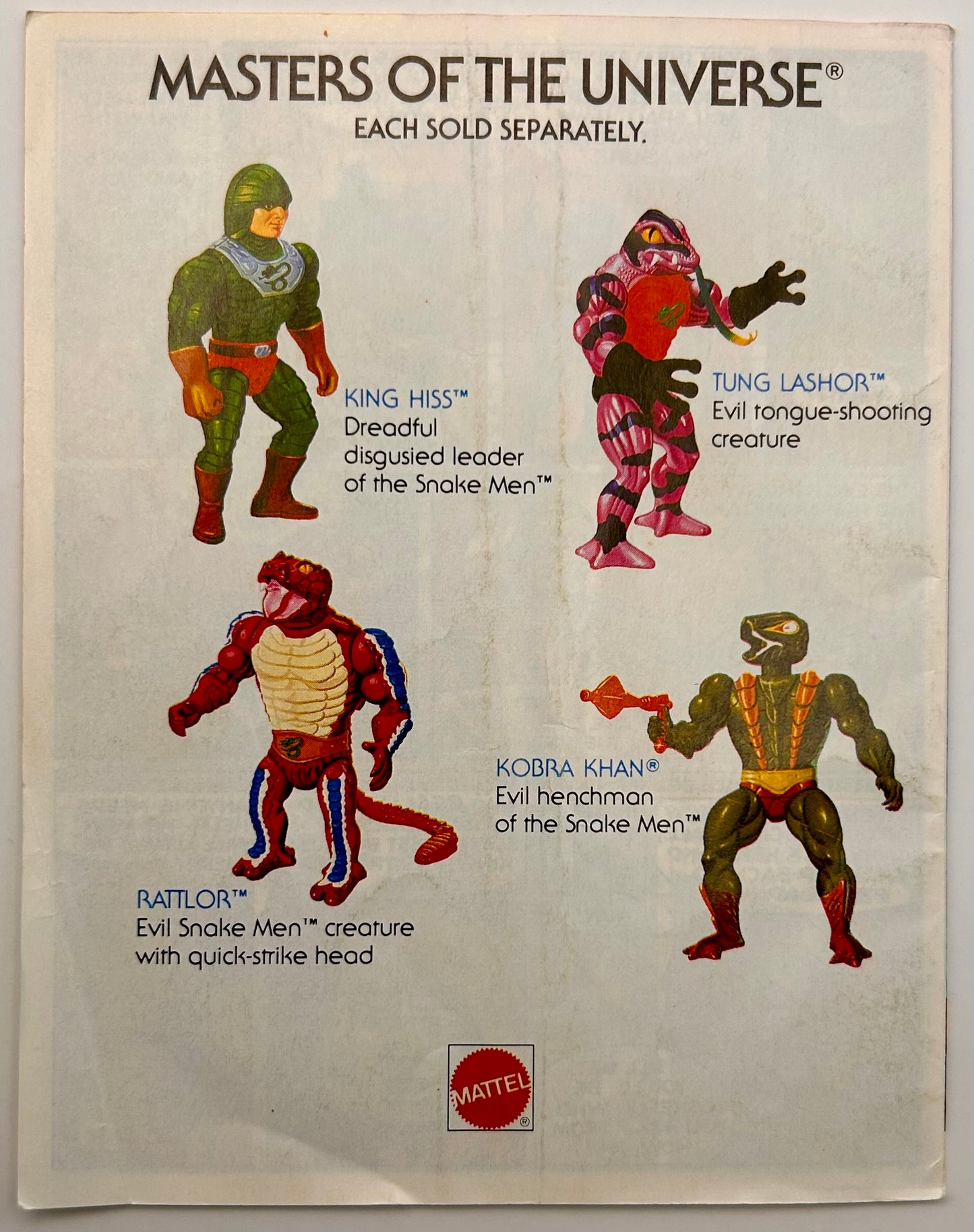 Masters of the Universe Vintage Rattlor Figur komplett mit Mini-Comic - poptoy