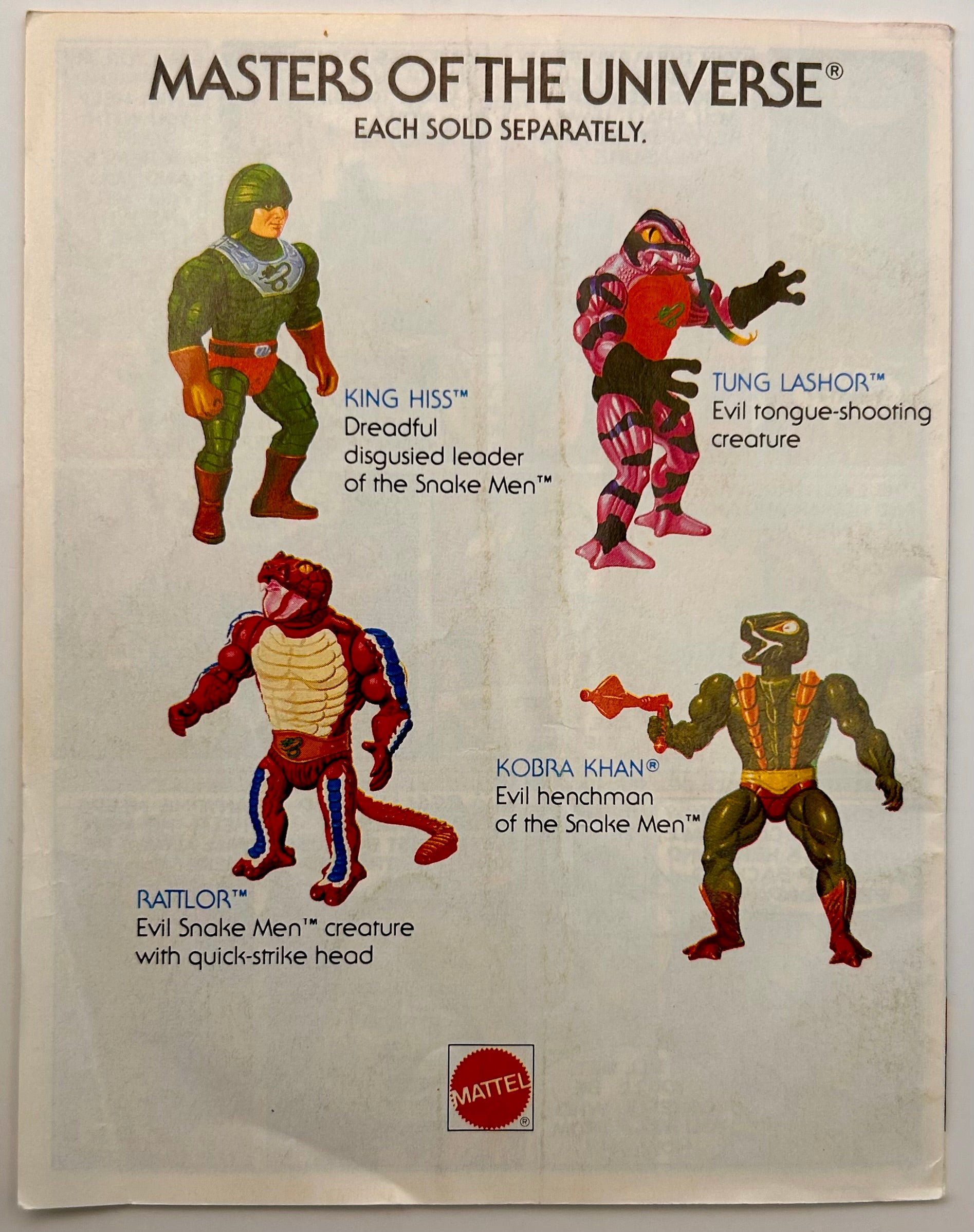Masters of the Universe Vintage Rattlor Figur komplett mit Mini-Comic - poptoy